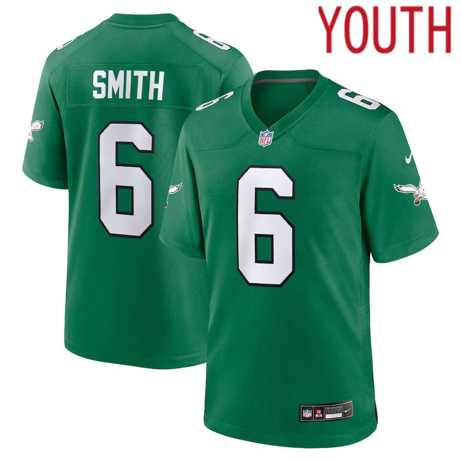 Youth Philadelphia Eagles #6 DeVonta Smith Nike Kelly Green Alternate Player Game NFL Jersey